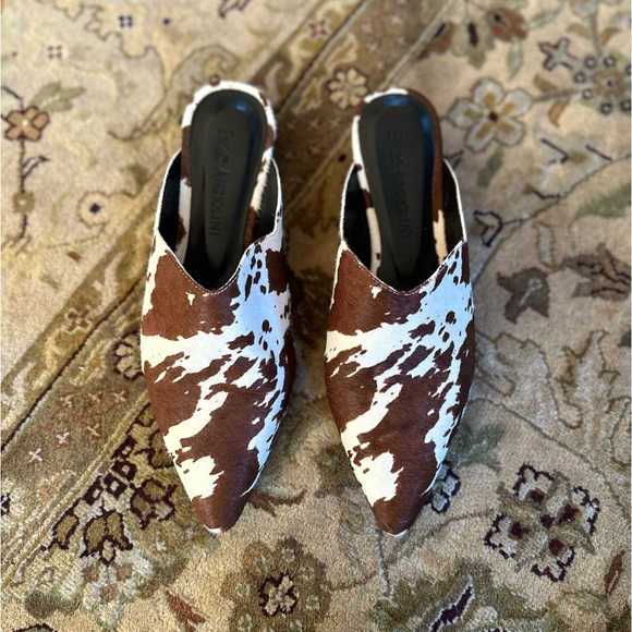 Enzo Angiolini Women’s Raysell Mule Flats Brown/Off White Cow Print Size 9.5 - Picture 6 of 13